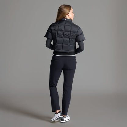Women's Ribbed Waist Short Sleeve Puffer Jacket