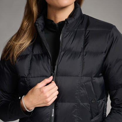 Women's Ribbed Waist Short Sleeve Puffer Jacket