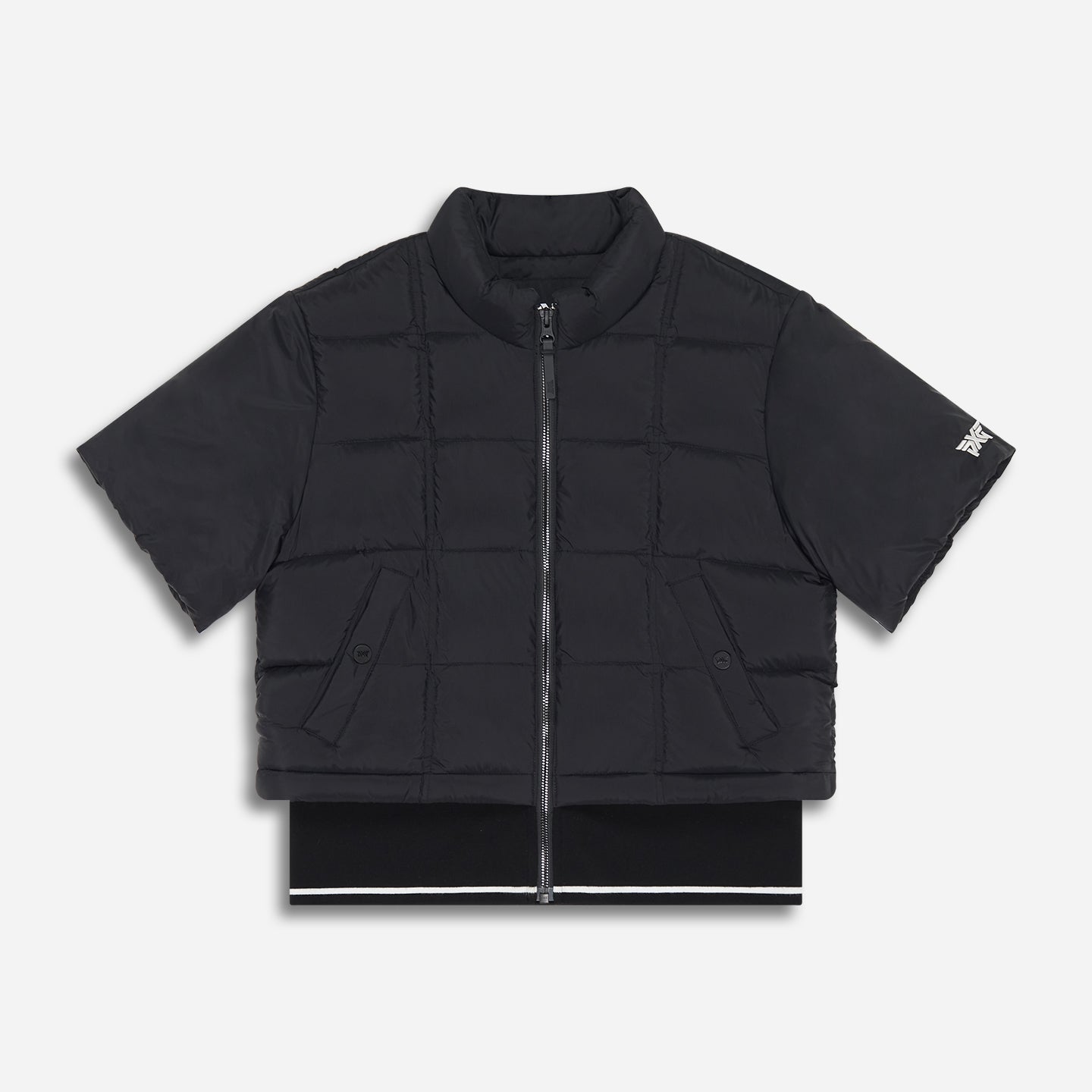 Women's Ribbed Waist Short Sleeve Puffer Jacket