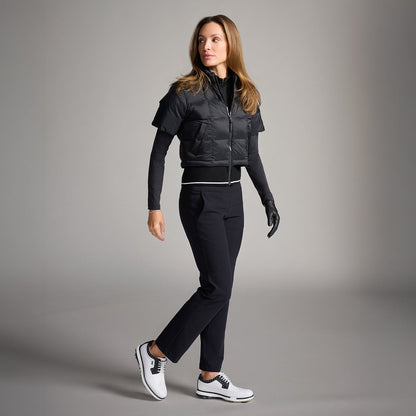 Women's Ribbed Waist Short Sleeve Puffer Jacket