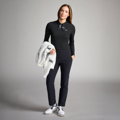 Women's Tie Neck Long Sleeve Polo