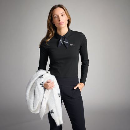 Women's Tie Neck Long Sleeve Polo