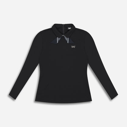 Women's Tie Neck Long Sleeve Polo