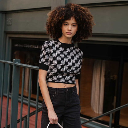 Women's Golf Ball Motif Knitted Top