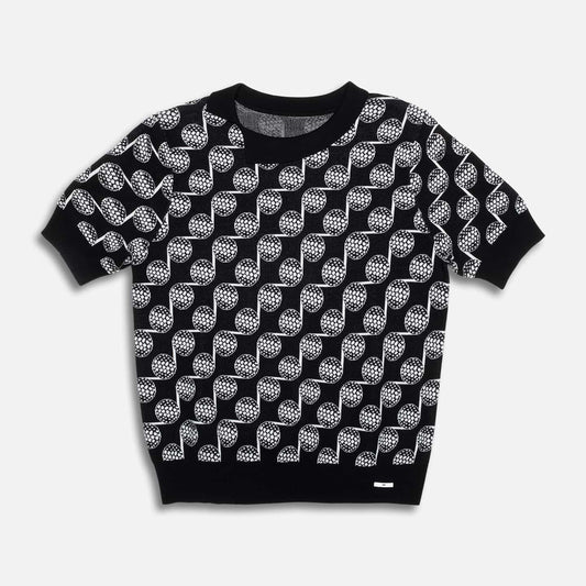 Women's Golf Ball Motif Knitted Top