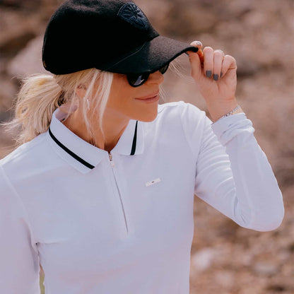 Women's Terry Cloth 1/4 Zip Long Sleeve Polo