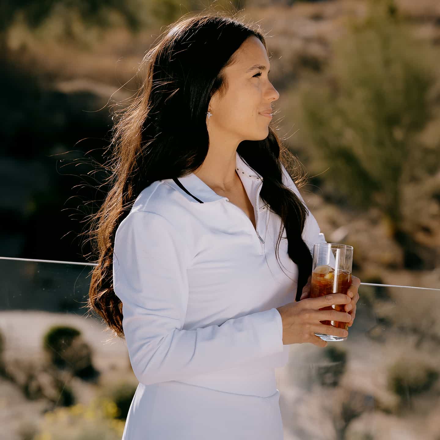 Women's Terry Cloth 1/4 Zip Long Sleeve Polo